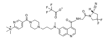 (S)-5-(4-(3-((4-((2-(2-cyano-4,4-difluoropyrrolidin-1-yl)-2-oxoethyl)carbamoyl)quinolin-6-yl)(methyl)amino)propyl)piperazine-1-carbonyl)-N,N,N-trimethylpyridin-2-aminium 2,2,2-trifluoroacetate     FAPI[@